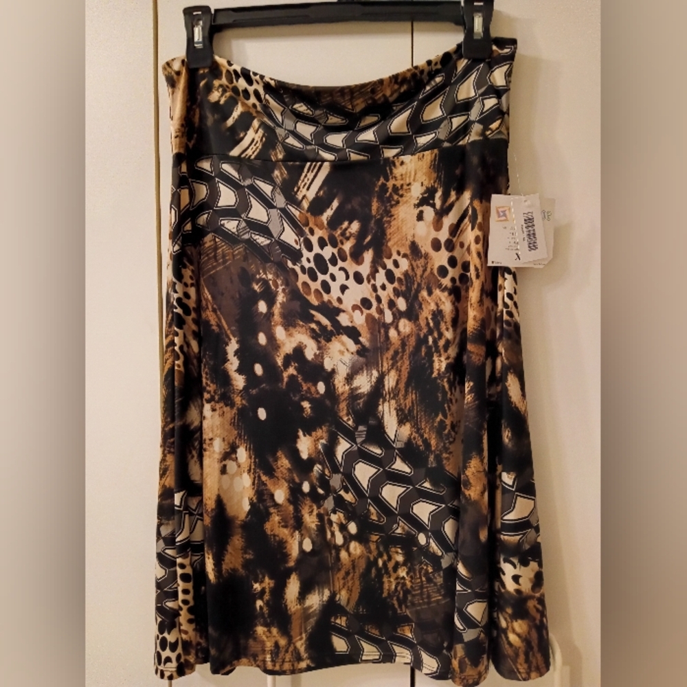 LuLaRoe Brown Black Asymmetrical Midi Skirt